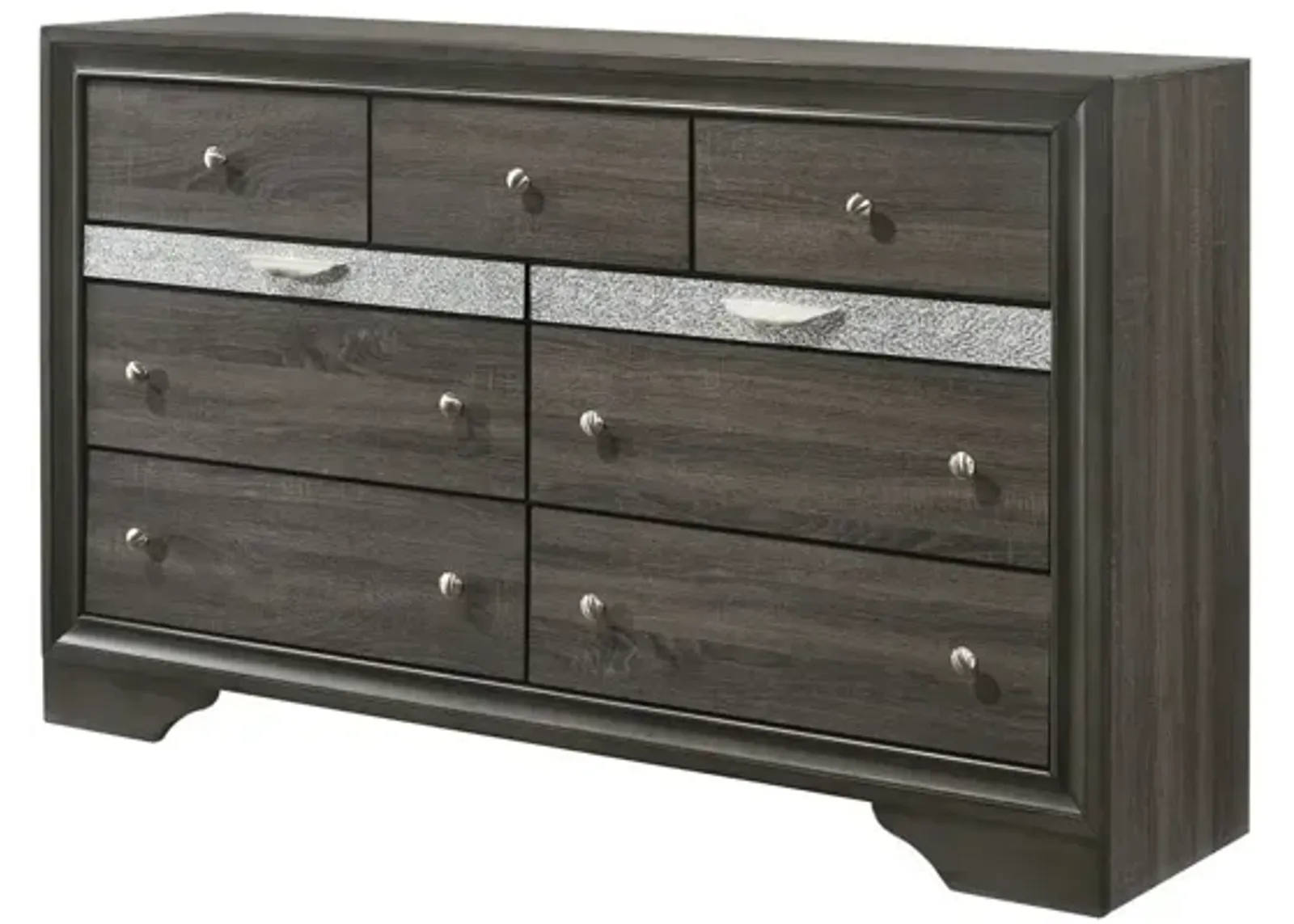 Solid Wood, Nine Drawer Triple Dresser - Gray