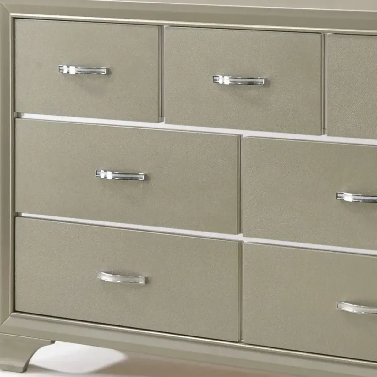 Solid Wood Seven Drawer Triple Dresser - Champagne