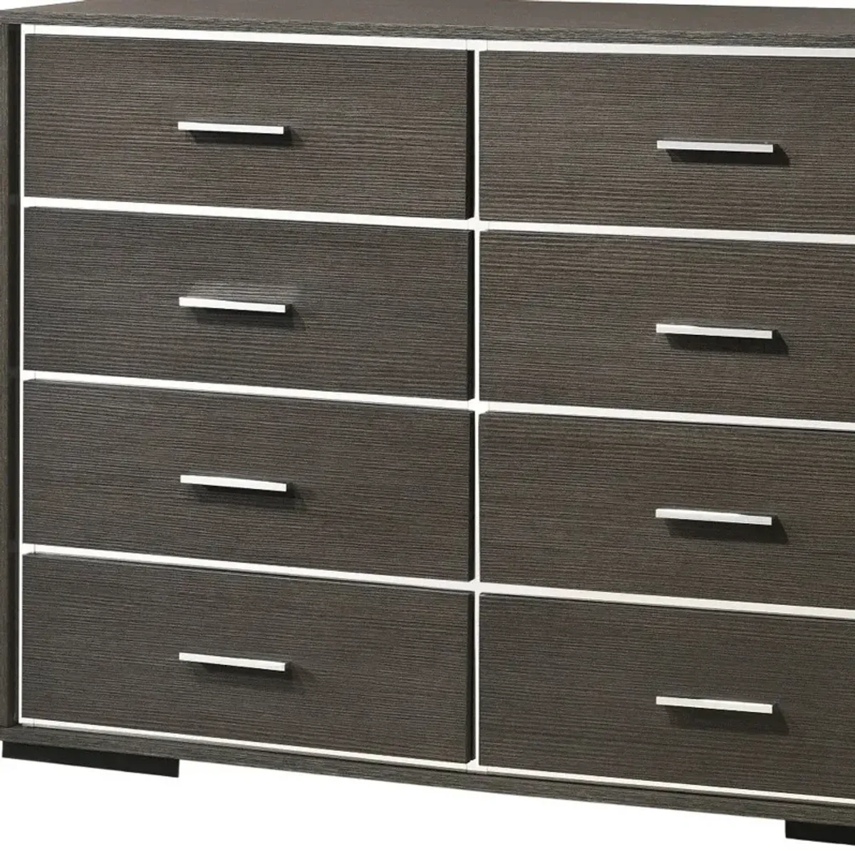 Solid Wooden Eight Drawer Double Dresser - Gray