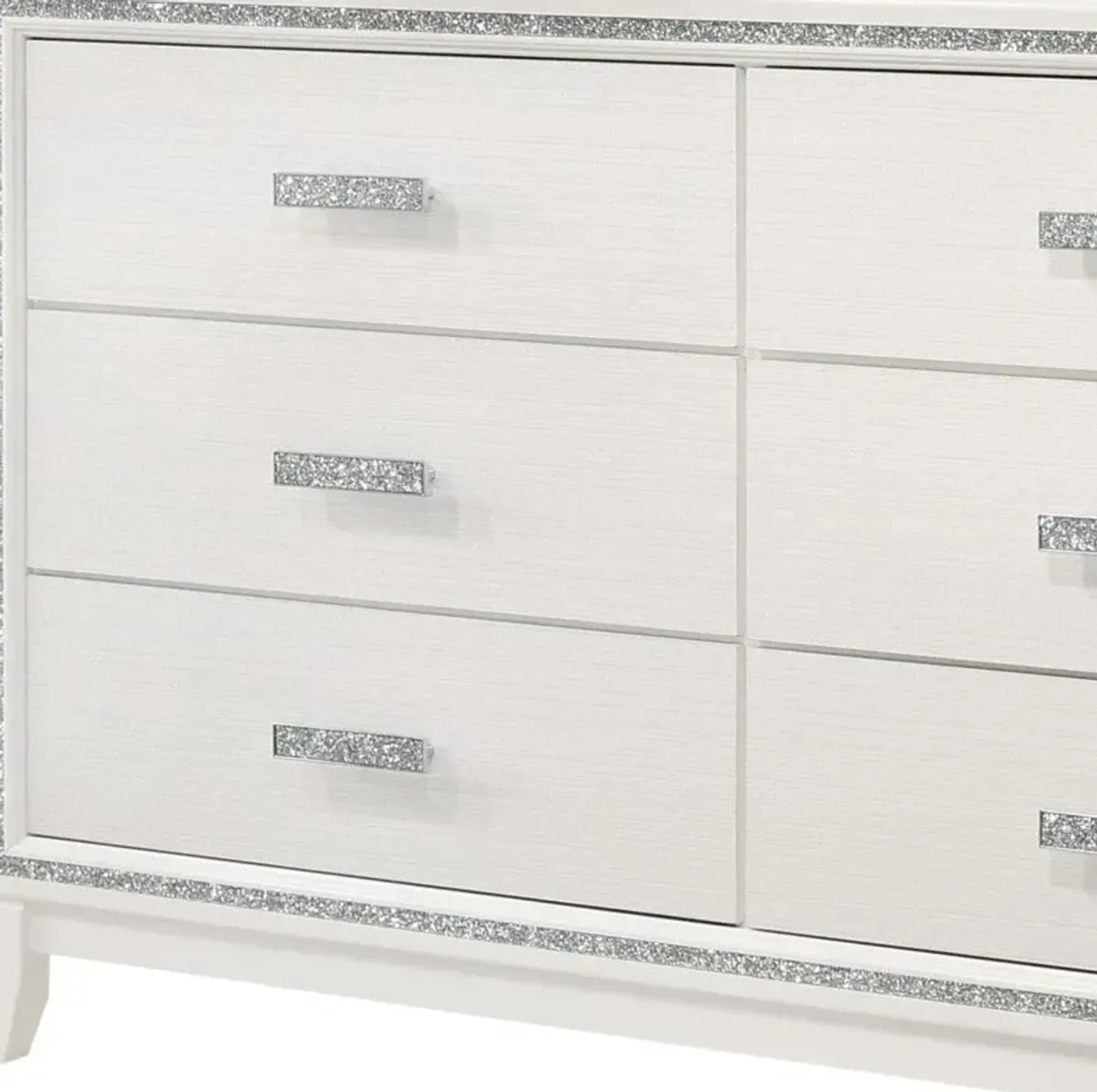 Wood Six Drawer Double Dresser - White