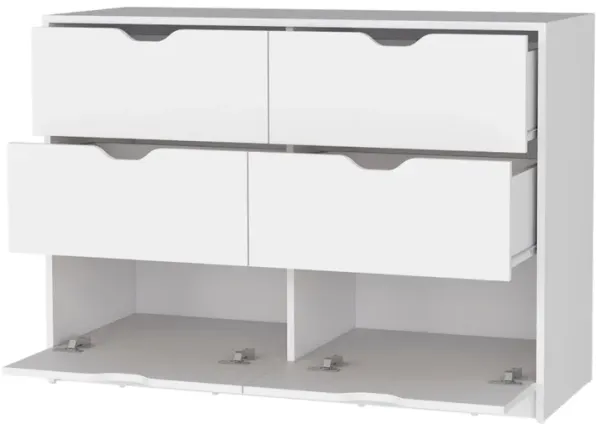 Manufactured Wood Six Drawer Modern Dresser - White