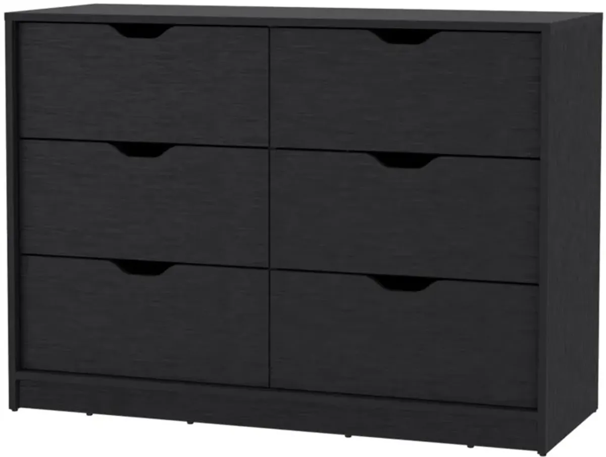 Manufactured Wood Six Drawer Modern Dresser - Black