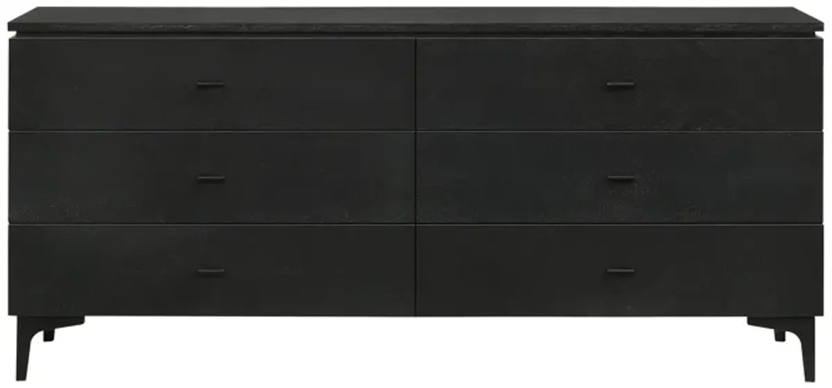 Six Drawer Double Dresser - Black