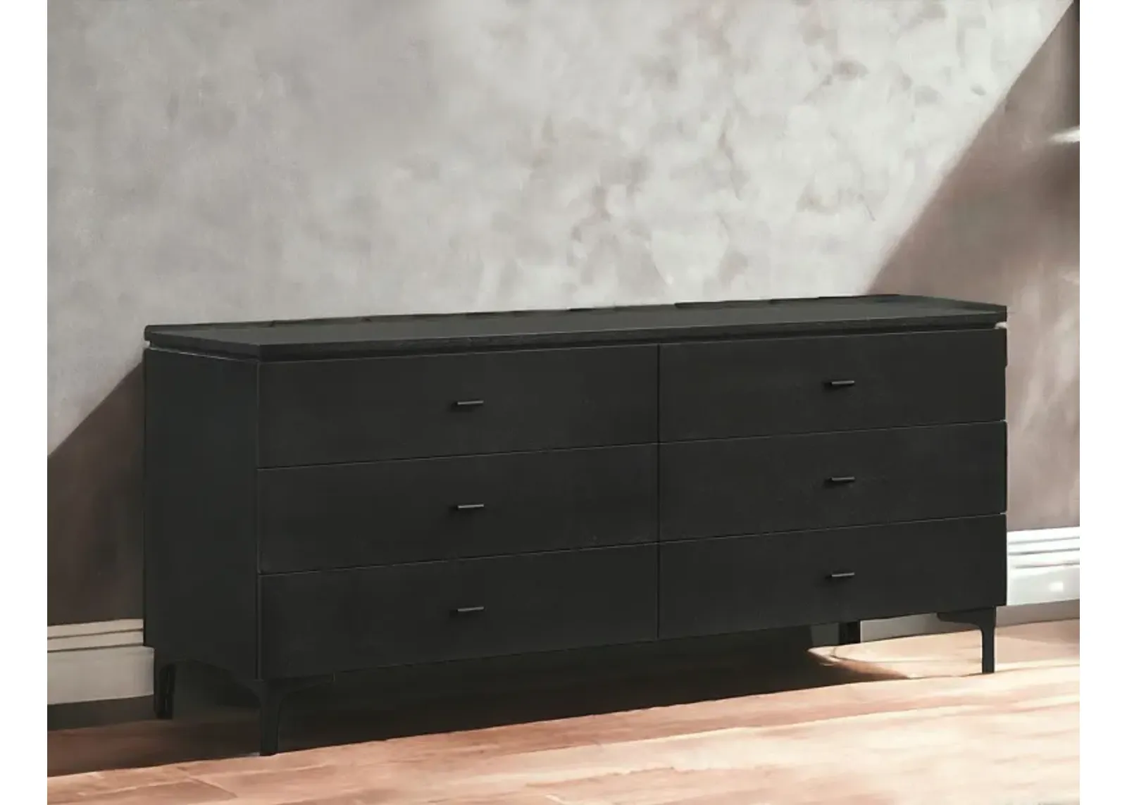 Six Drawer Double Dresser - Black