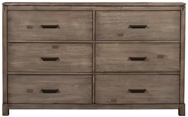 Solid Six Drawer Double Dresser - Gray