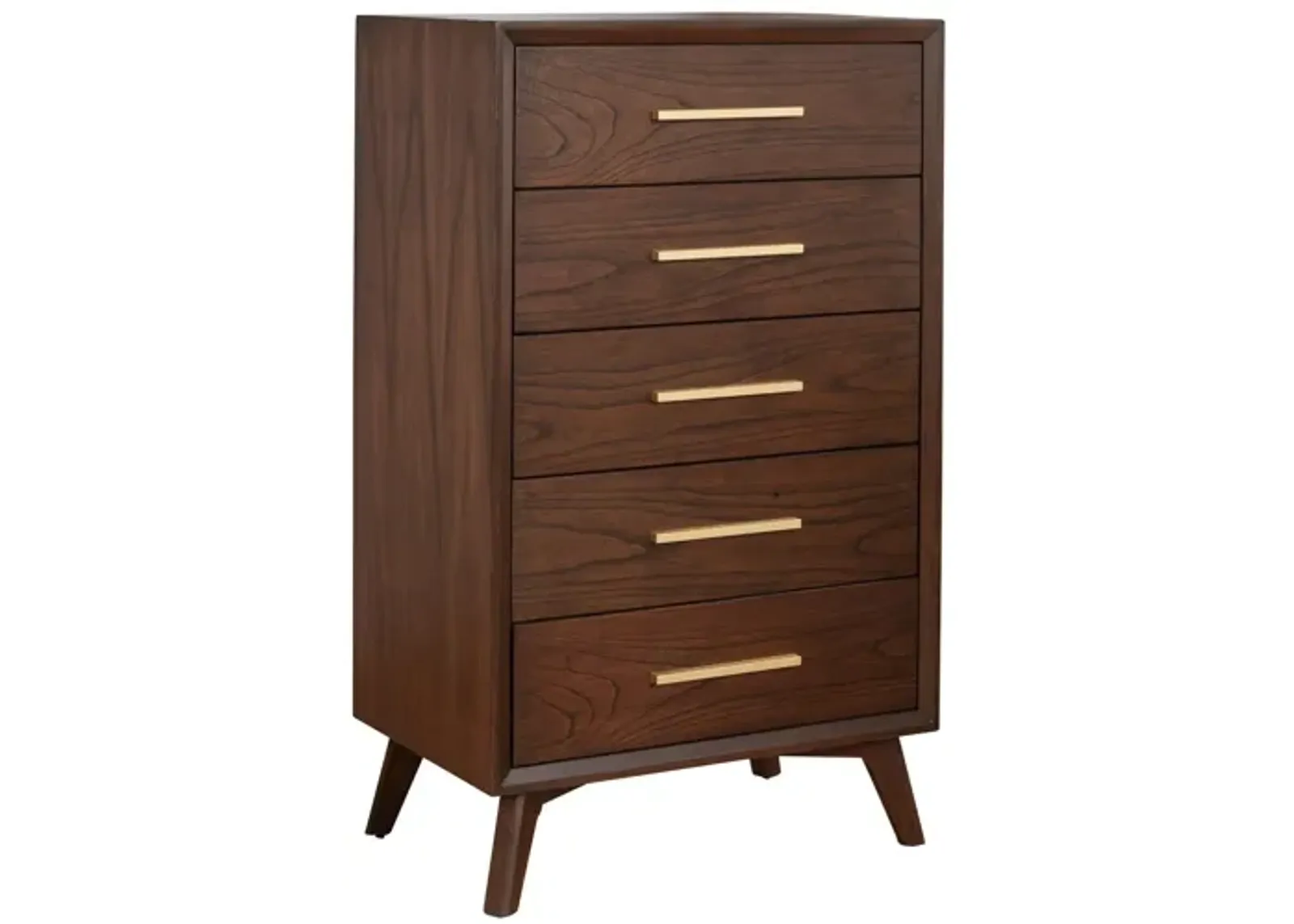 Solid Wood Five Drawer Chest - Walnut