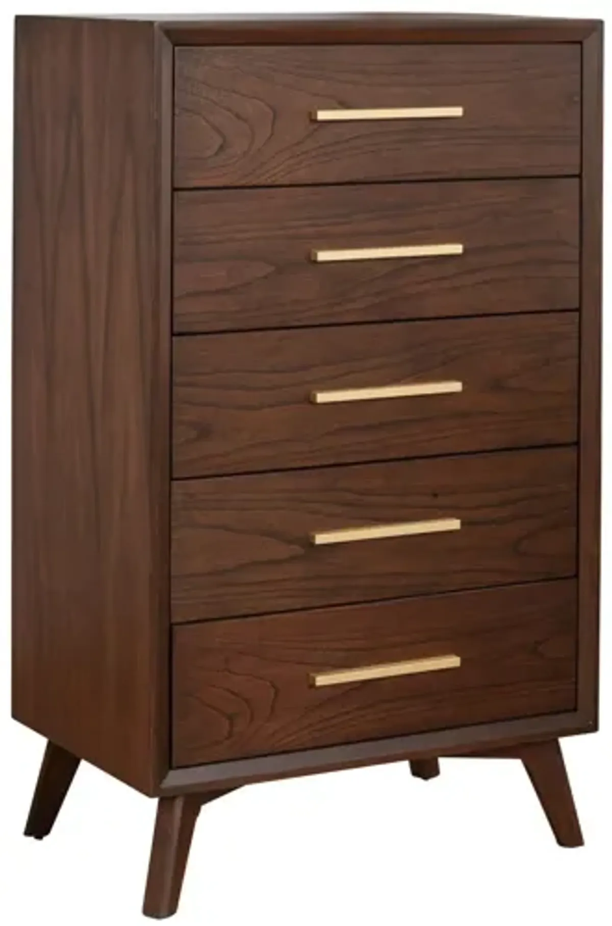 Solid Wood Five Drawer Chest - Walnut