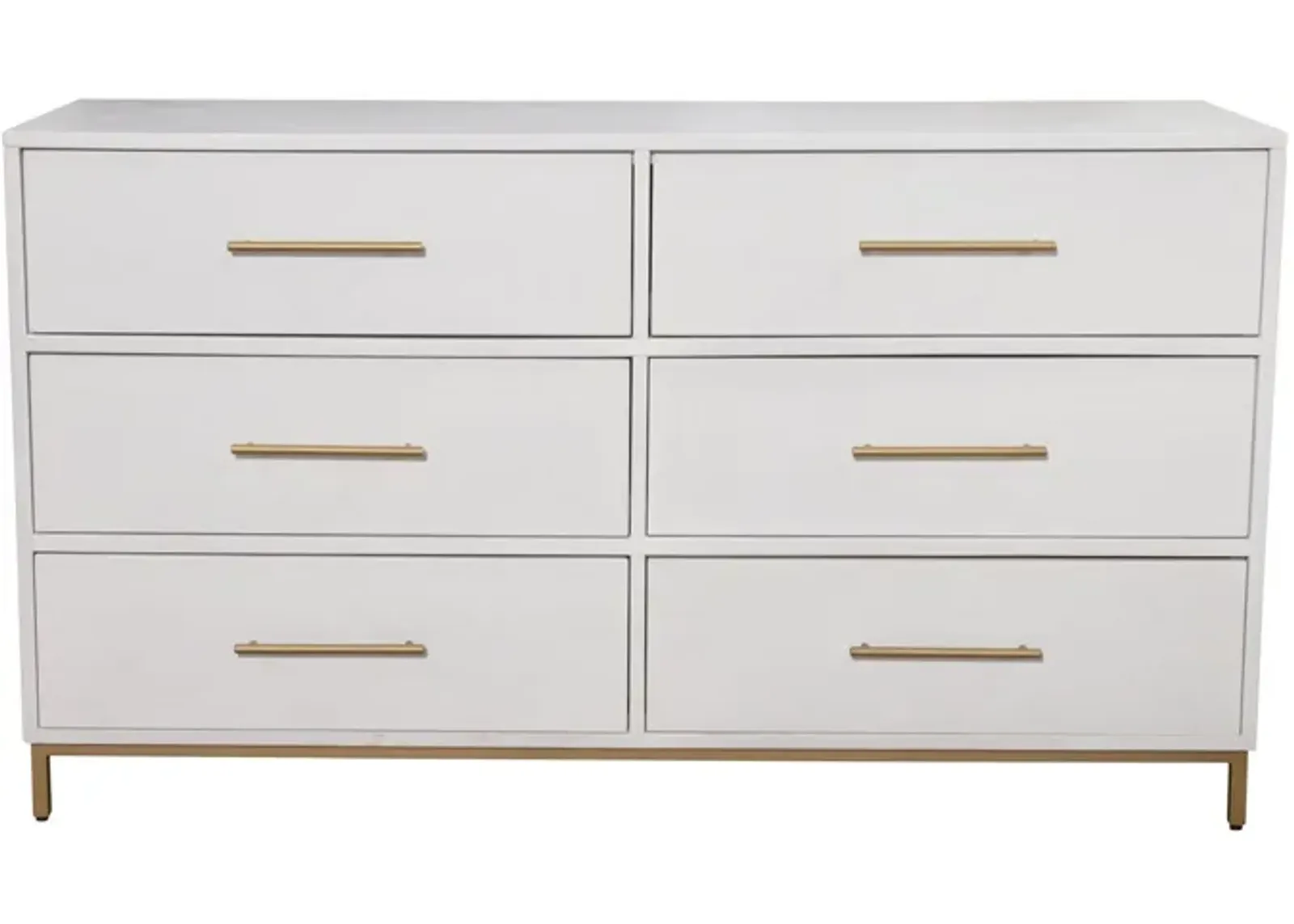 Wood 6 Drawer Double Dresser - White