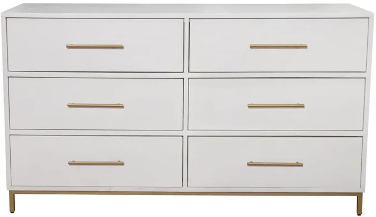 Wood 6 Drawer Double Dresser - White