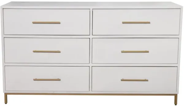 Wood 6 Drawer Double Dresser - White