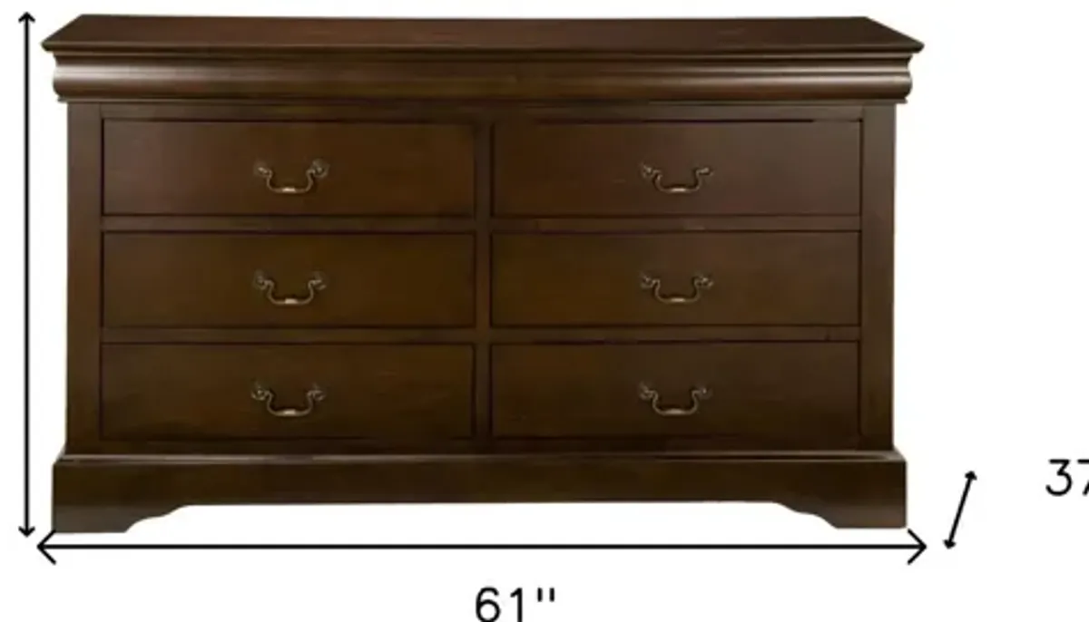 Solid 6 Drawer Double Dresser - Brown