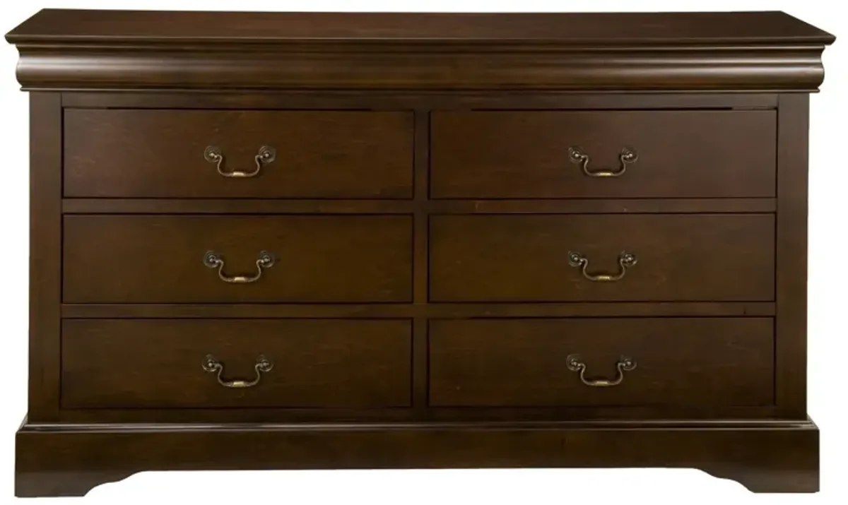 Solid 6 Drawer Double Dresser - Brown