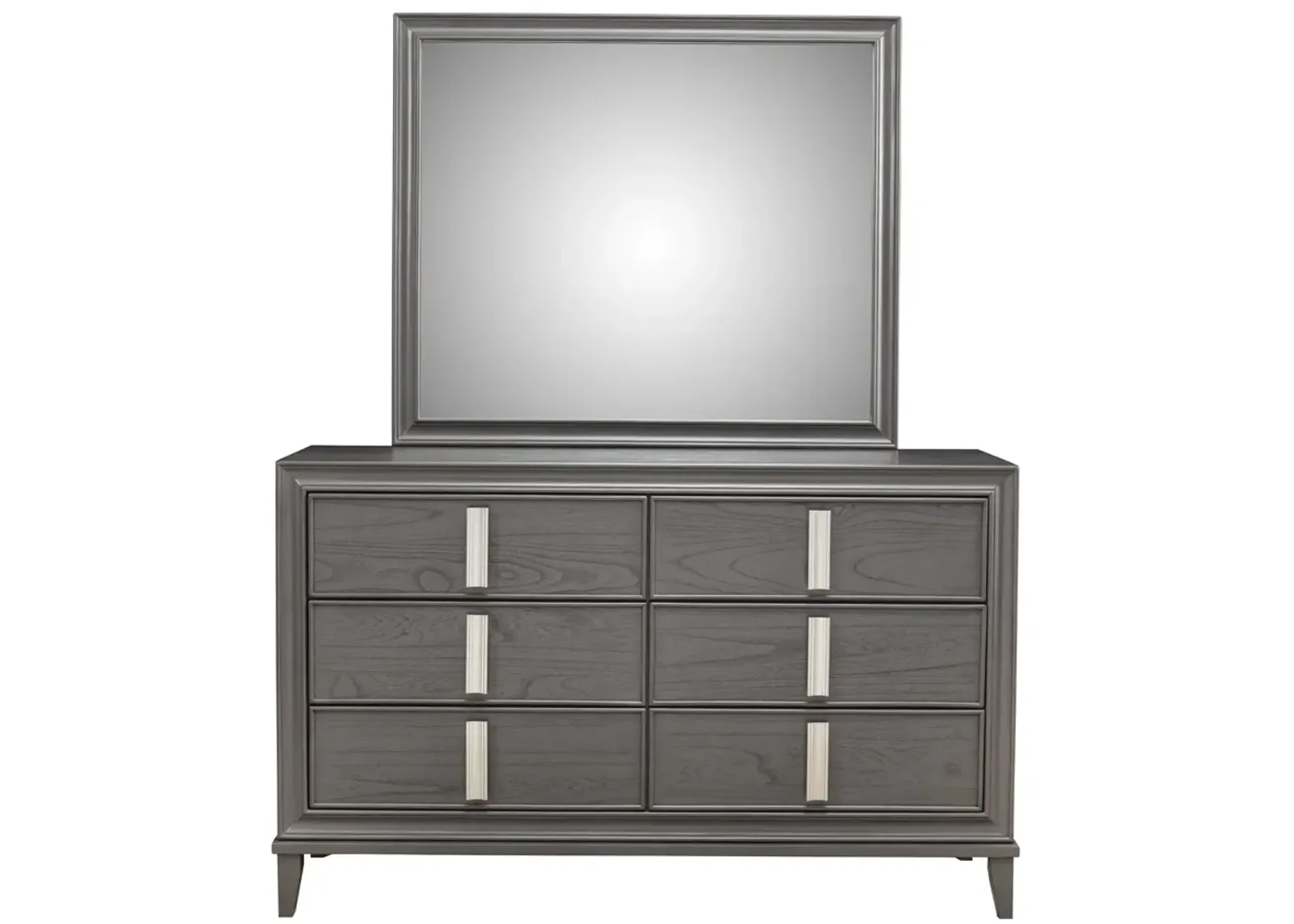 Solid Wood Six Drawer Double Dresser - Dark Gray