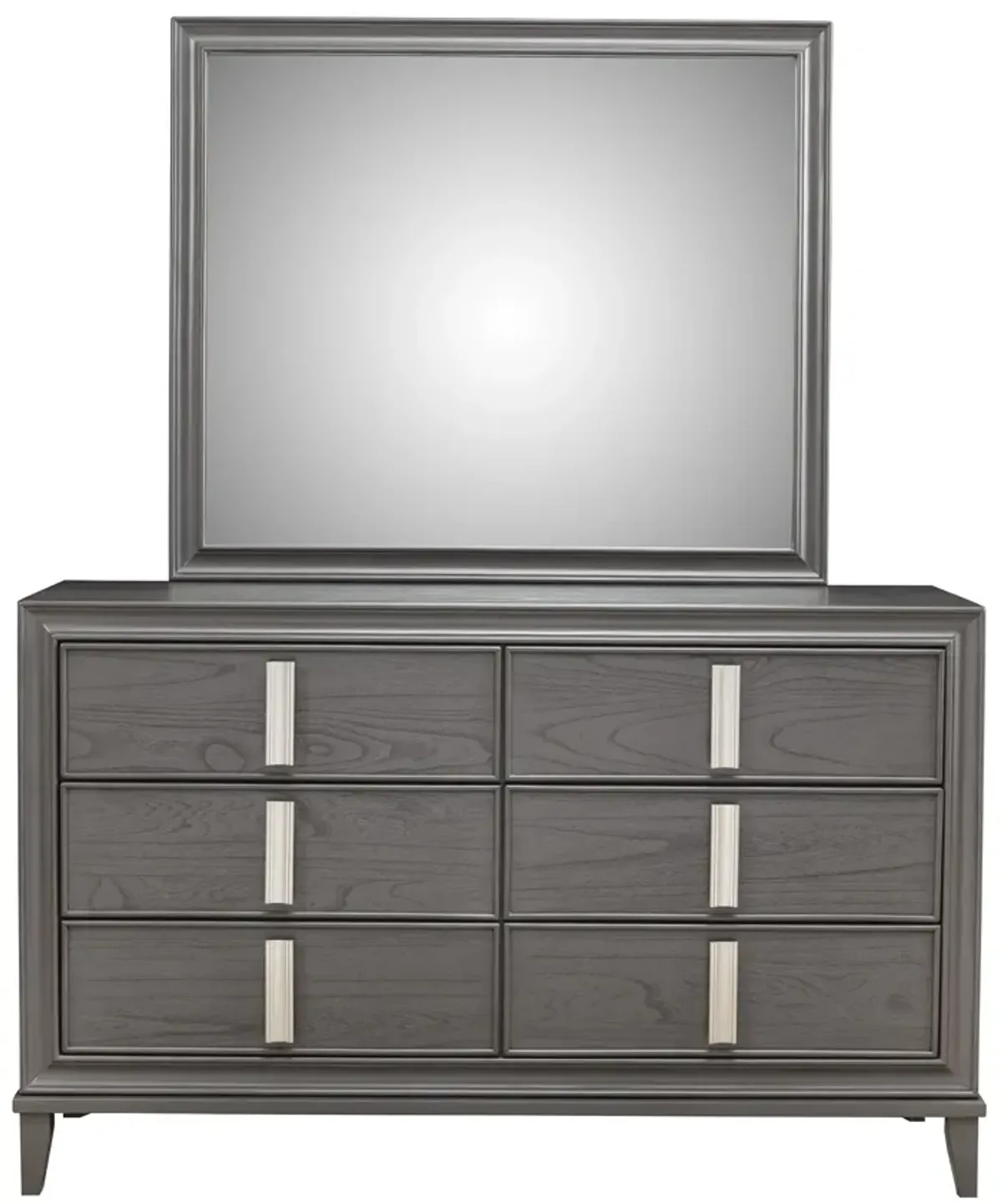 Solid Wood Six Drawer Double Dresser - Dark Gray