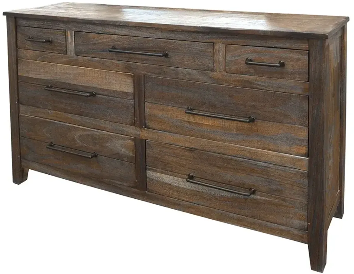 Solid Wood Seven Drawer Double Dresser - Natural