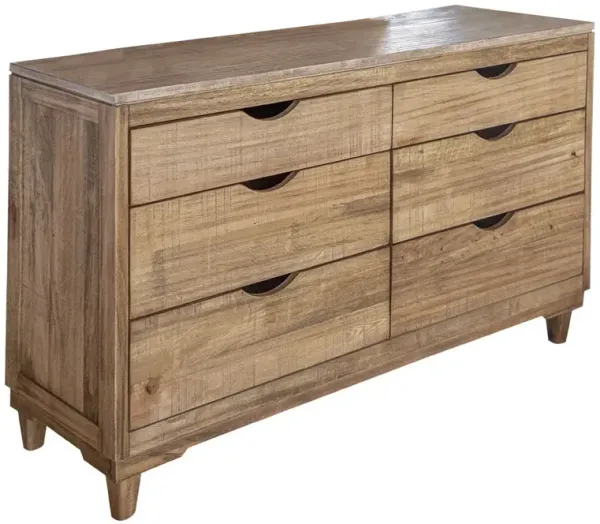 Solid Wood Four Drawer Double Dresser - Natural