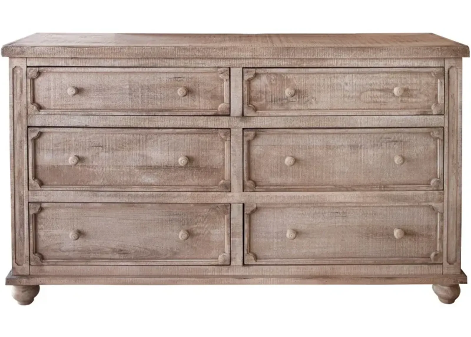 Solid 6 Drawer Double Dresser - Natural