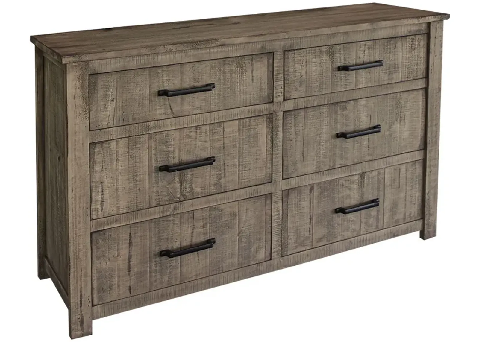 Solid Wood Six Drawer, Double Dresser - Brown