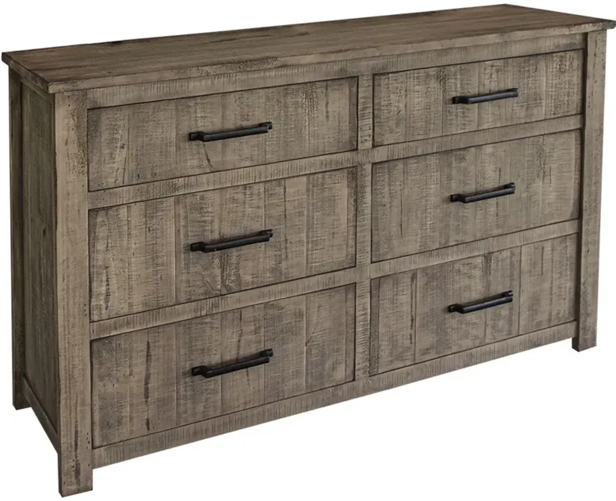 Solid Wood Six Drawer, Double Dresser - Brown