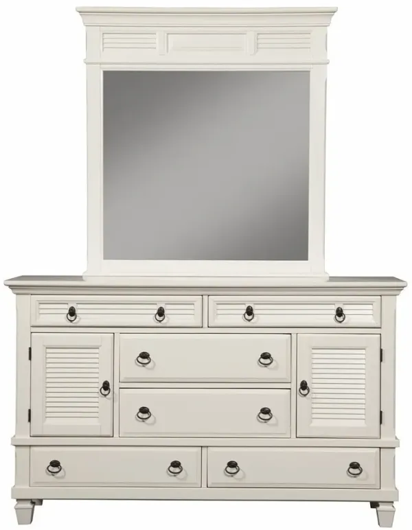 Solid Wood Six Drawer Double Dresser - White