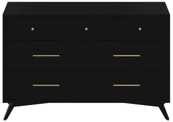 Solid Wood Seven Drawer Double Dresser - Black