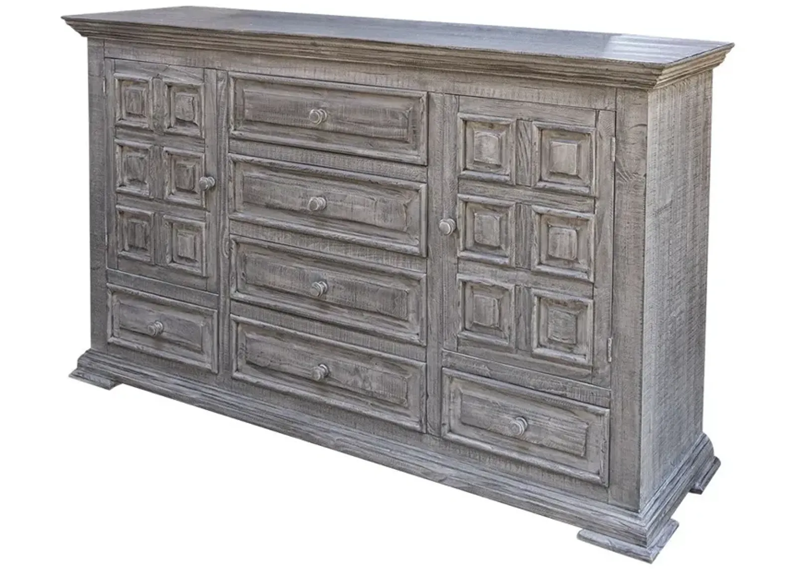 Solid Wood 6 Drawer Triple Dresser - Gray