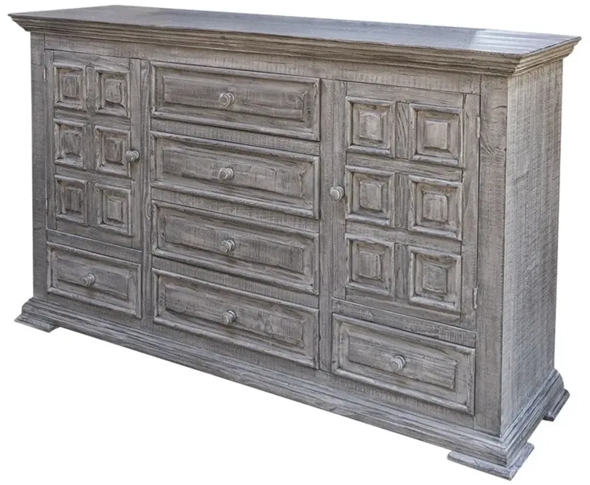 Solid Wood 6 Drawer Triple Dresser - Gray