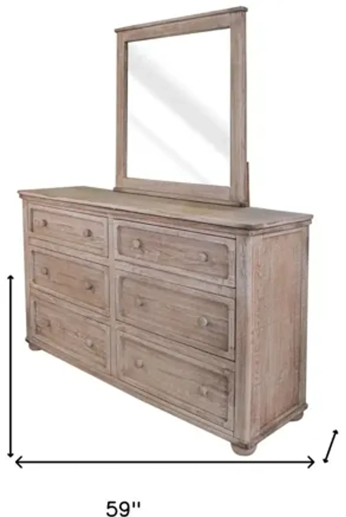Wood Six Drawer Double Dresser - Natural
