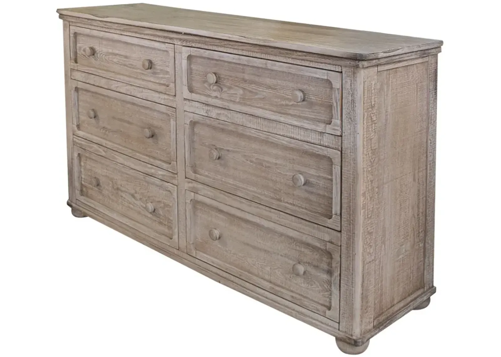 Wood Six Drawer Double Dresser - Natural