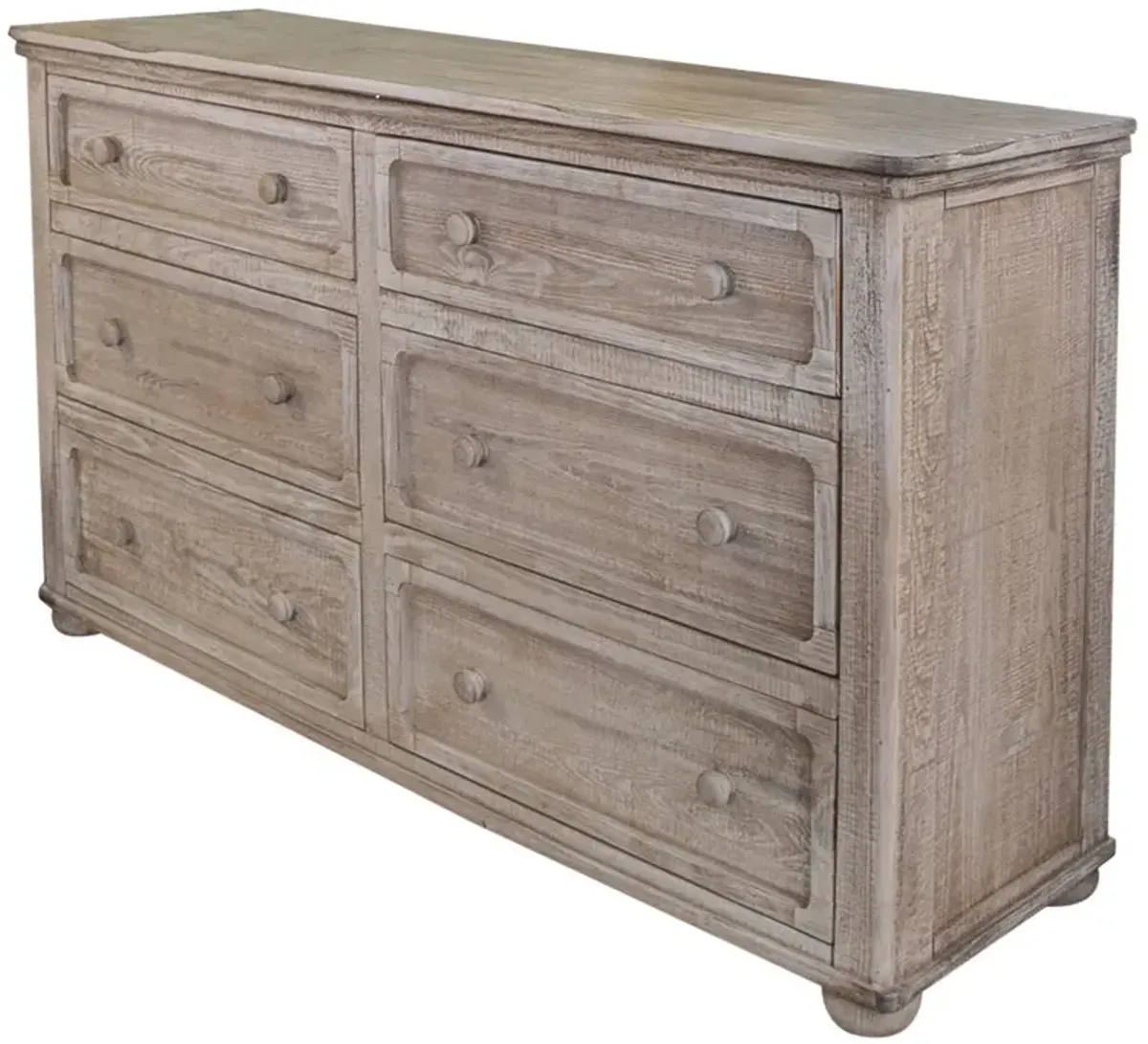 Wood Six Drawer Double Dresser - Natural