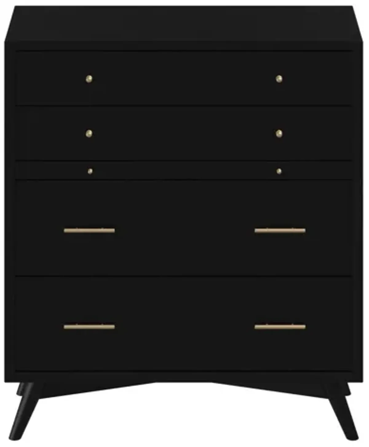 Solid Wood Four Drawer Chest - Black