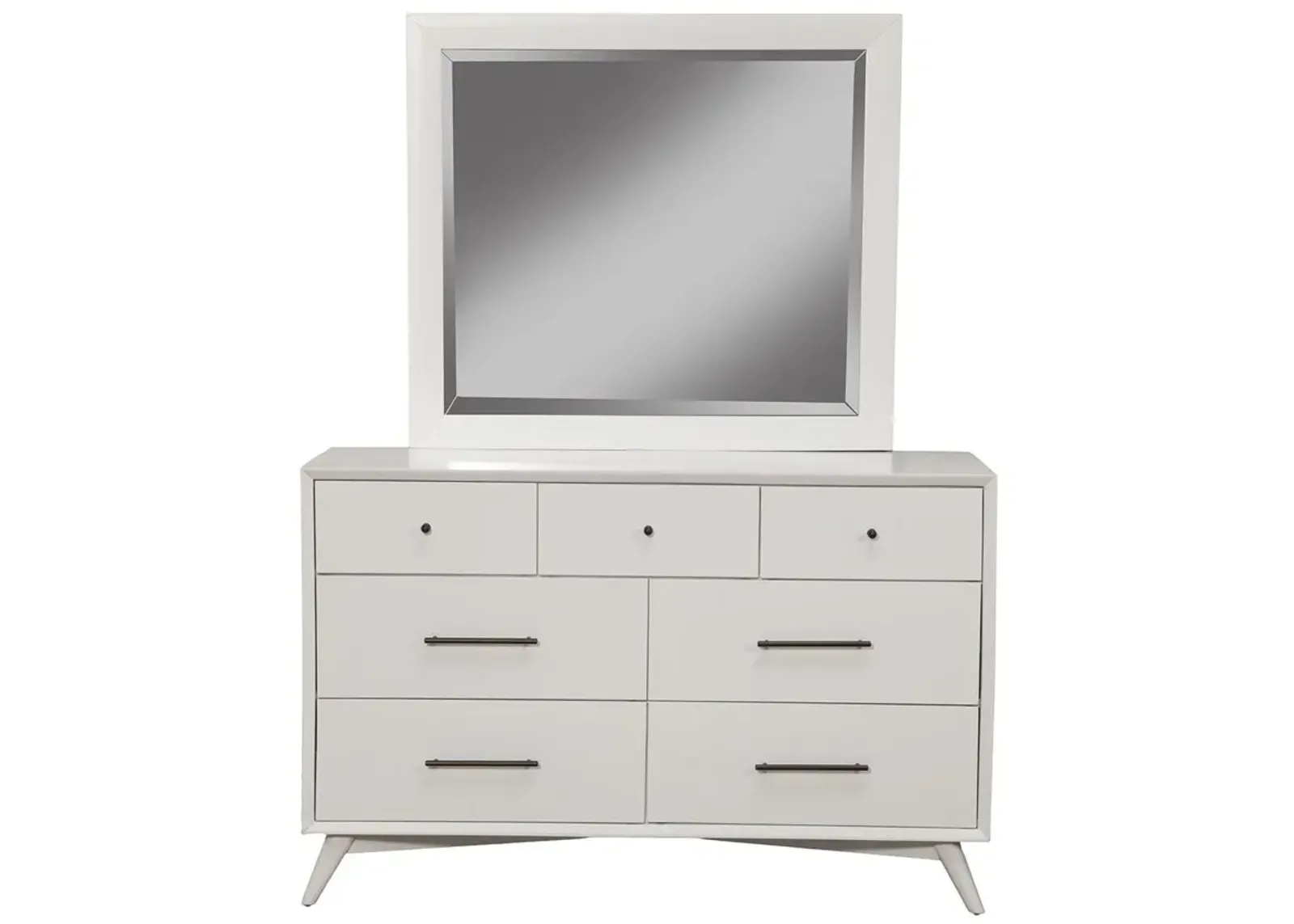 Wood Seven Drawer Double Dresser - White