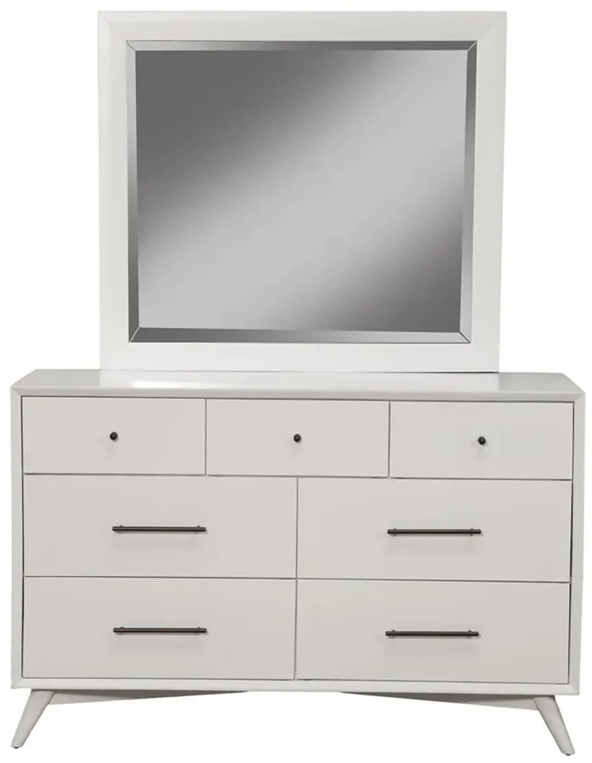 Wood Seven Drawer Double Dresser - White