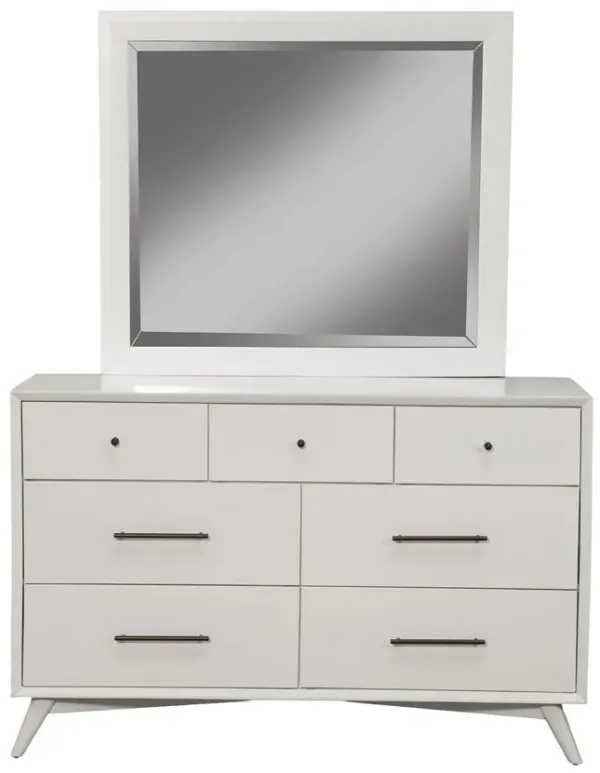 Wood Seven Drawer Double Dresser - White