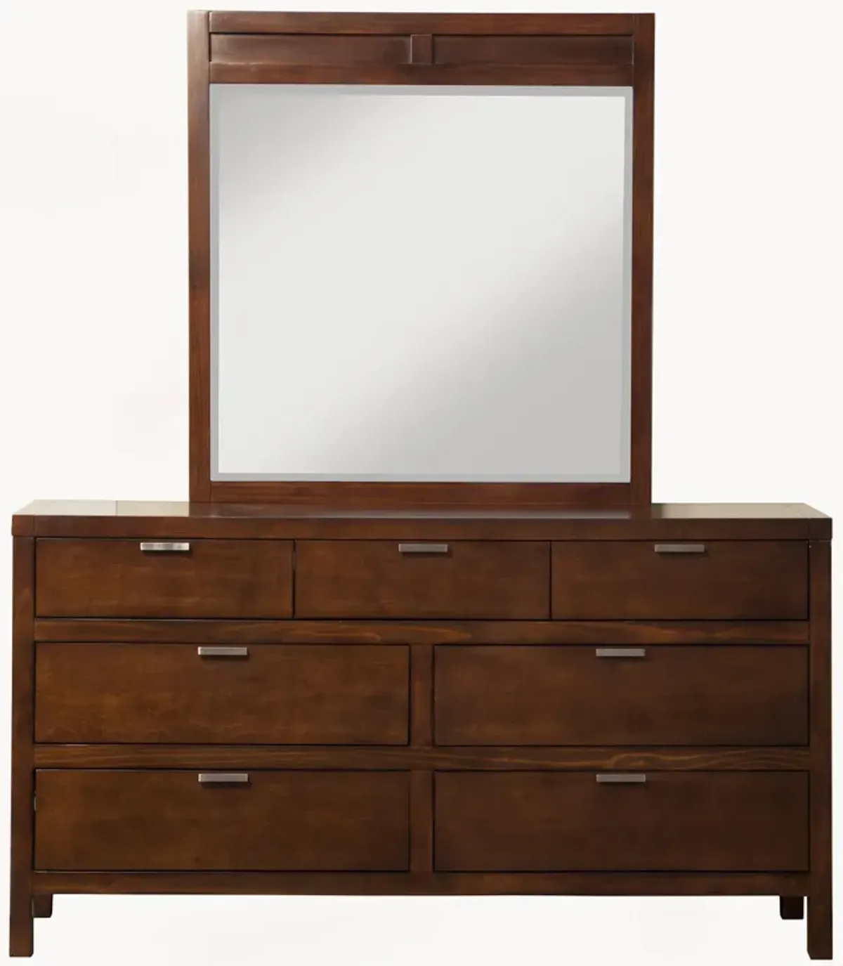 Solid Wood Seven Drawer Double Dresser - Brown