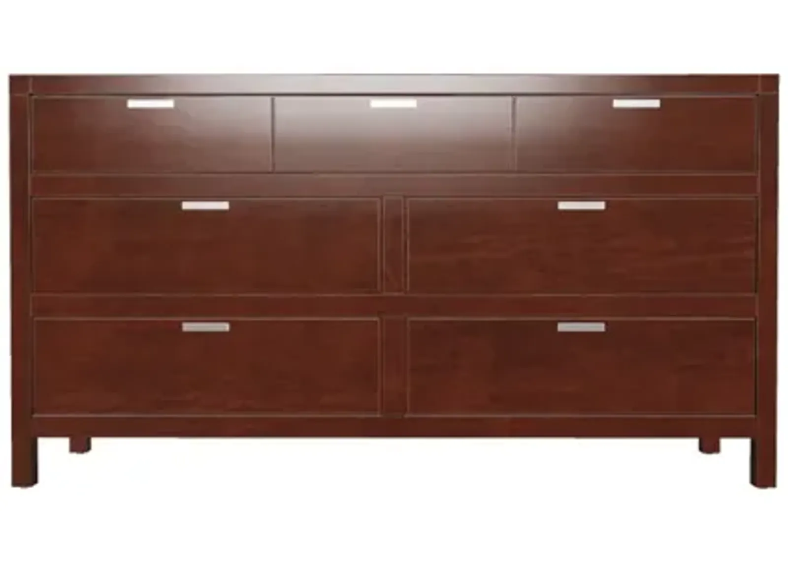 Solid Wood Seven Drawer Double Dresser - Brown