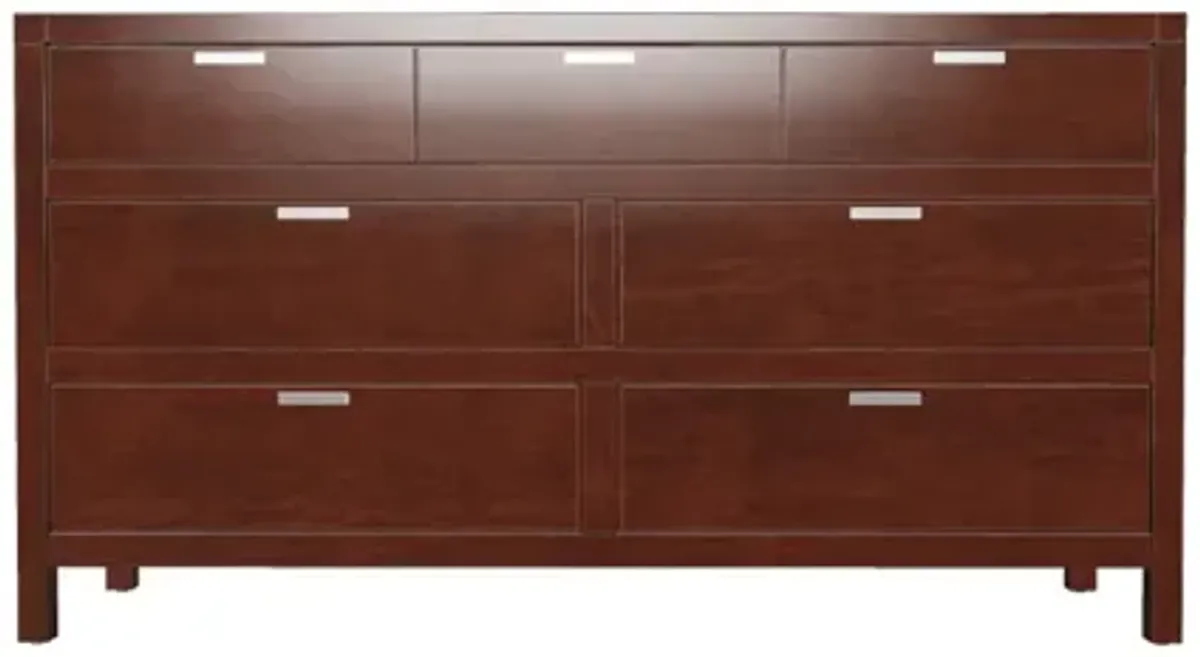 Solid Wood Seven Drawer Double Dresser - Brown