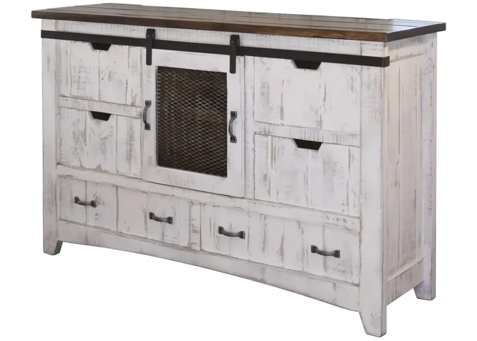 Solid Wood Six Drawer Triple Dresser - Antiqued White