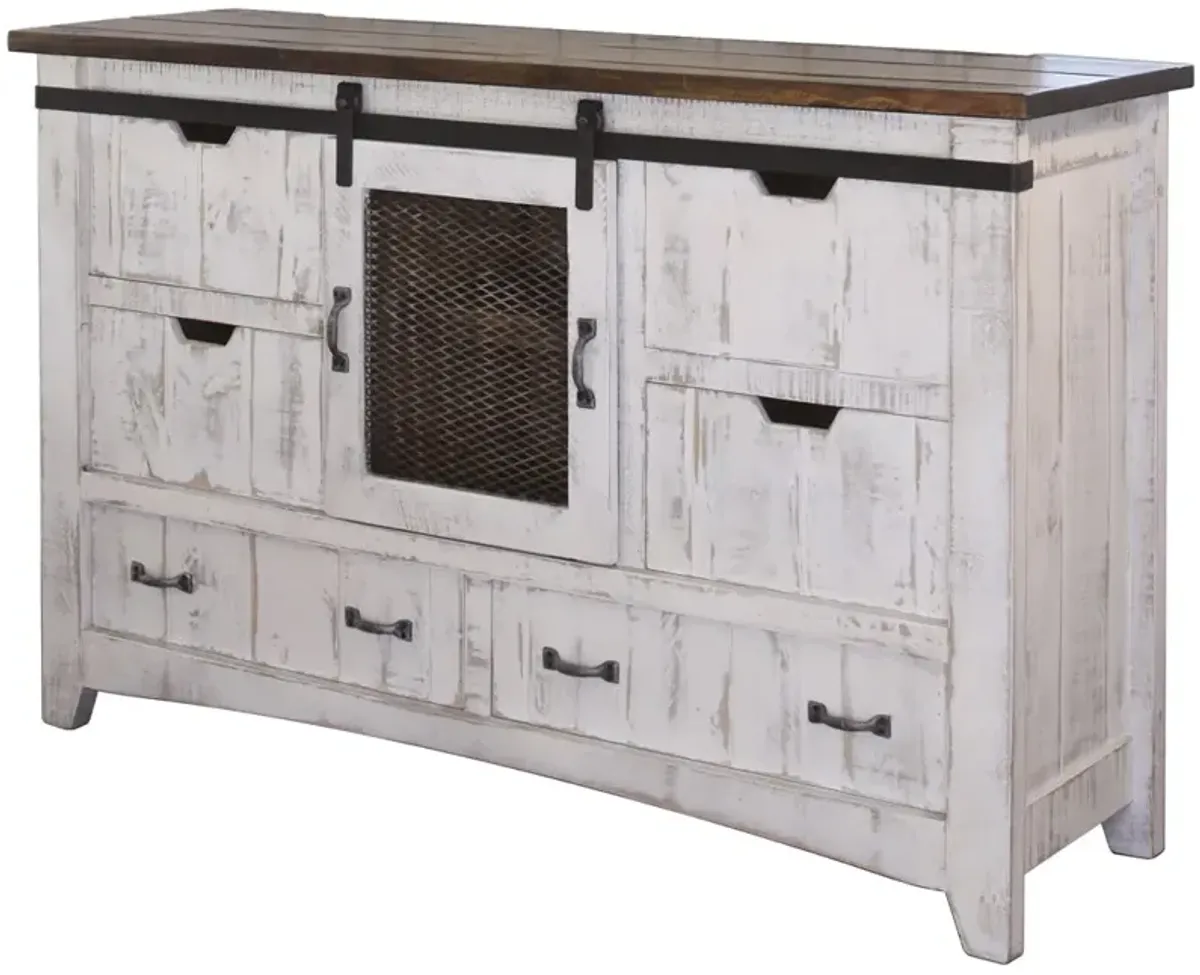 Solid Wood Six Drawer Triple Dresser - Antiqued White