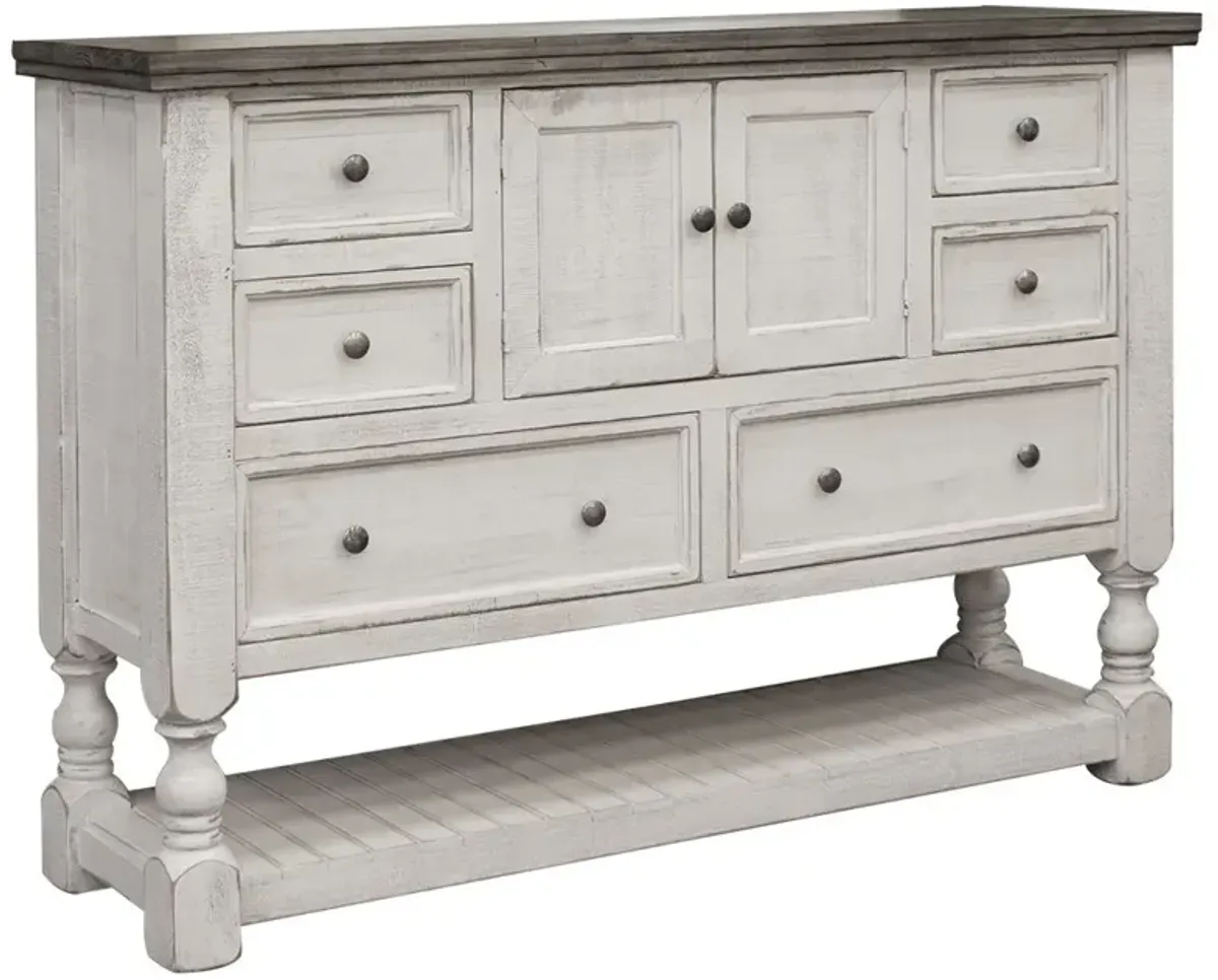 Solid Wood Six Drawer Triple Dresser - Gray / Ivory