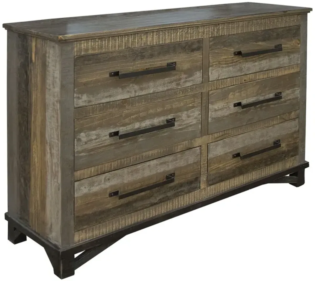 Solid Wood 6 Drawer, Double Dresser - Brown