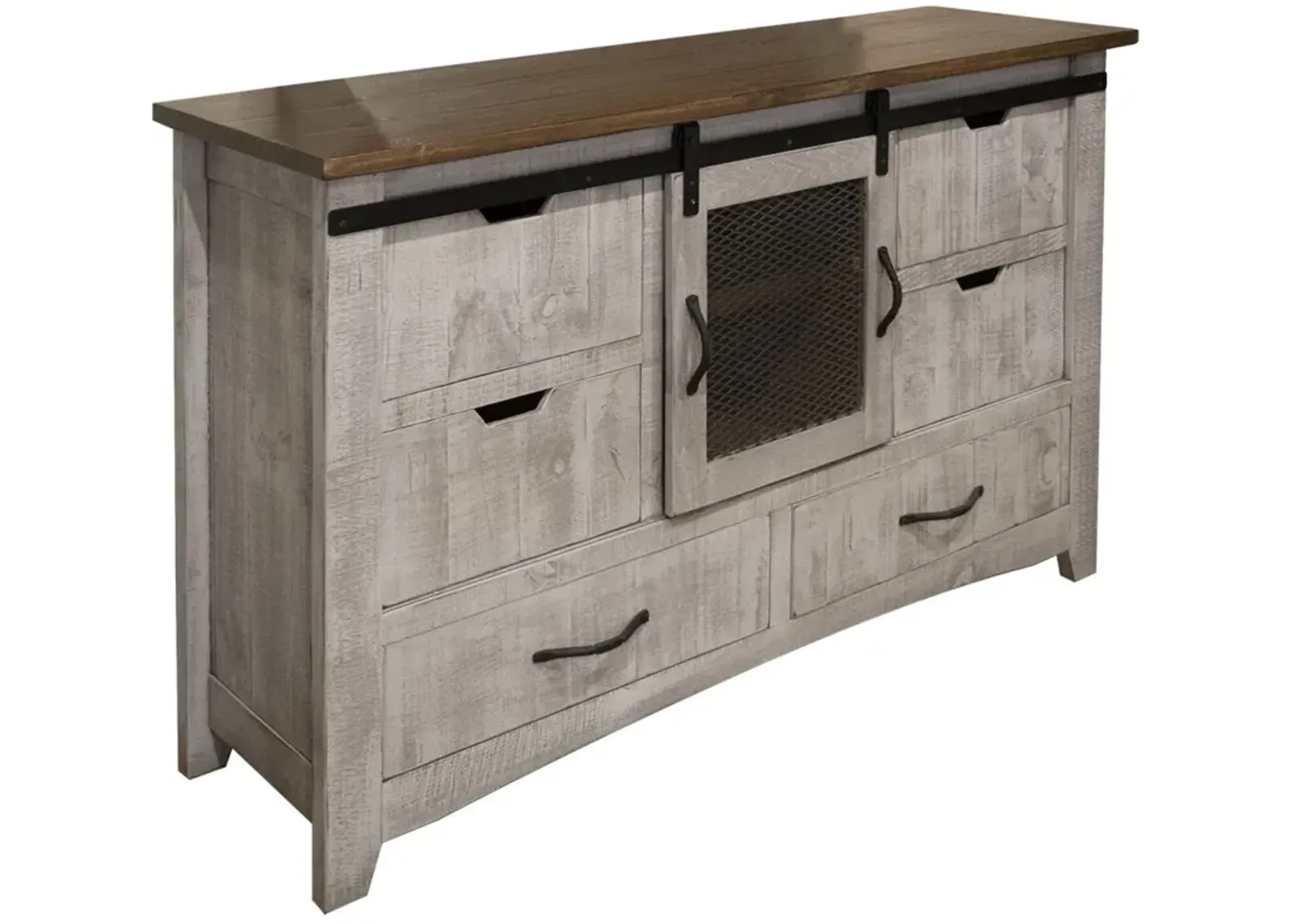 Solid Wood Six Drawer Triple Dresser - Light Gray