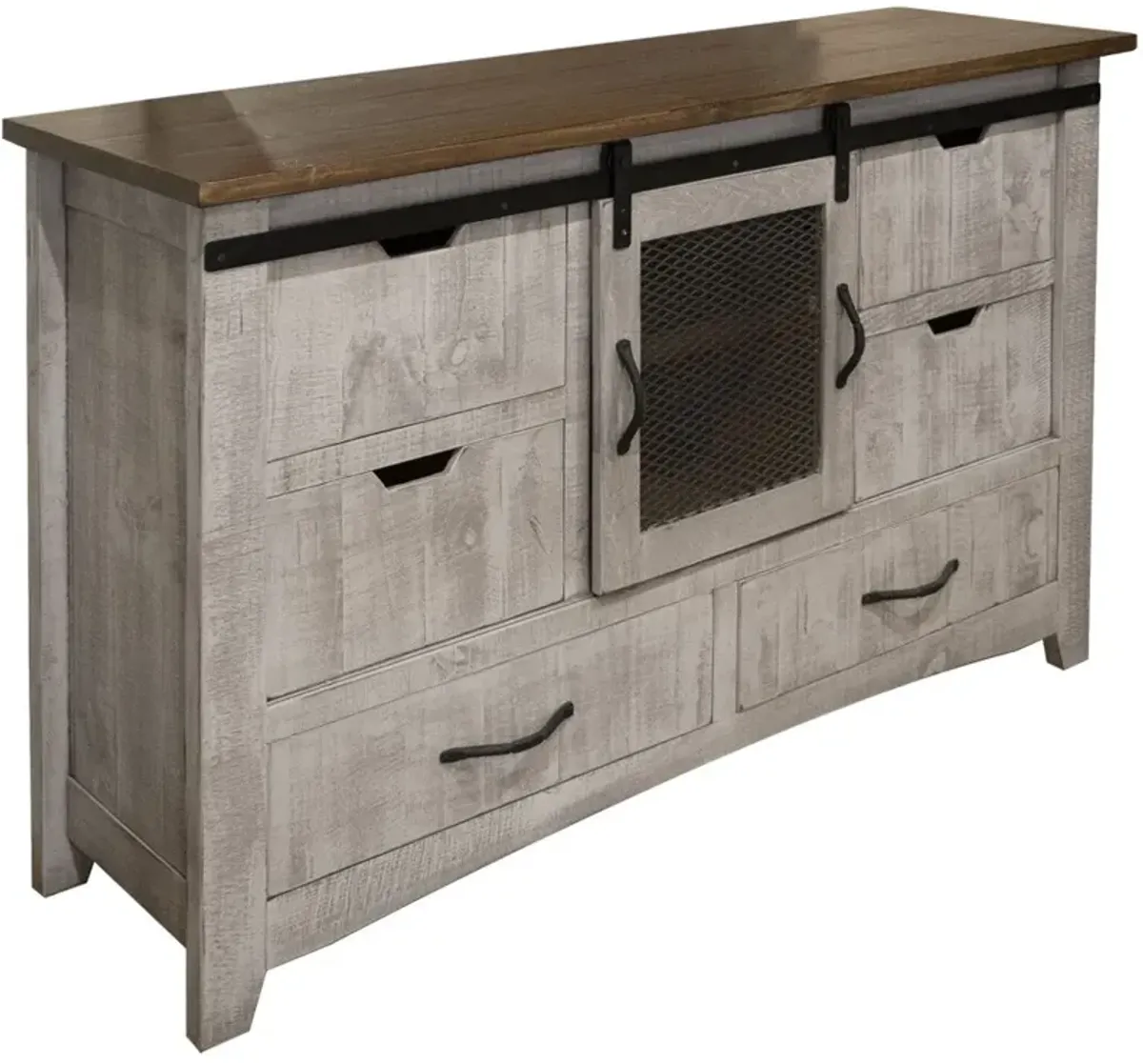 Solid Wood Six Drawer Triple Dresser - Light Gray