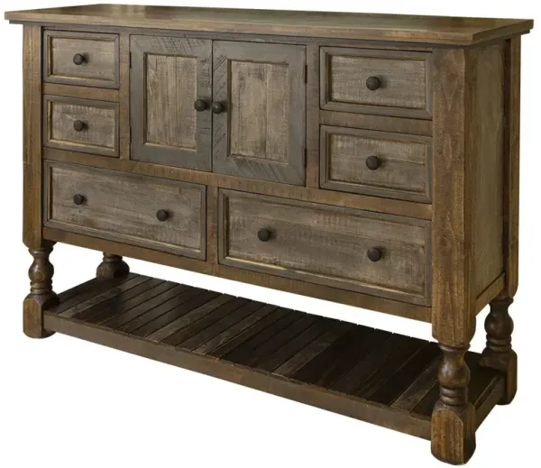 Solid Wood 6 Drawer Triple Dresser - Brown
