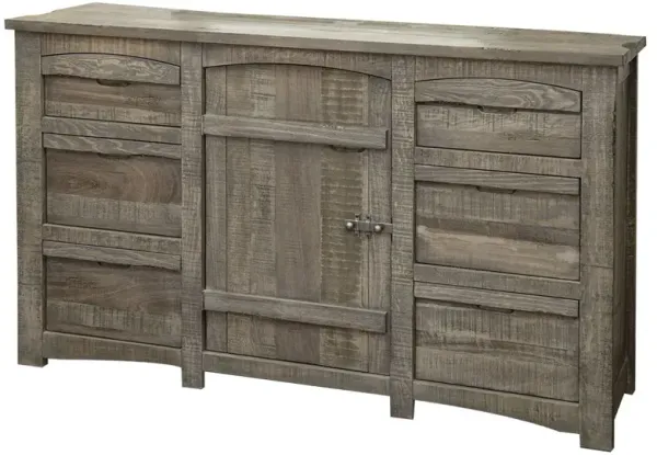 Solid Wood Six Drawer, Triple Dresser - Gray