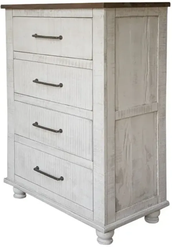 Wood Four Drawer Chest - Brown / White
