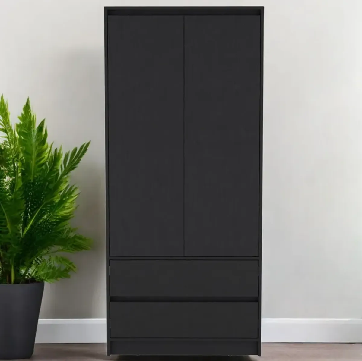 Two Drawer, Combo Dresser - Black