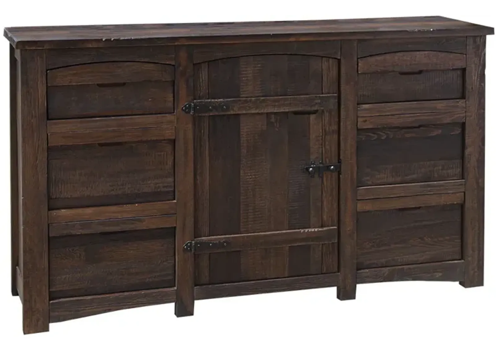 Solid Wood Six Drawer Triple Dresser - Brown