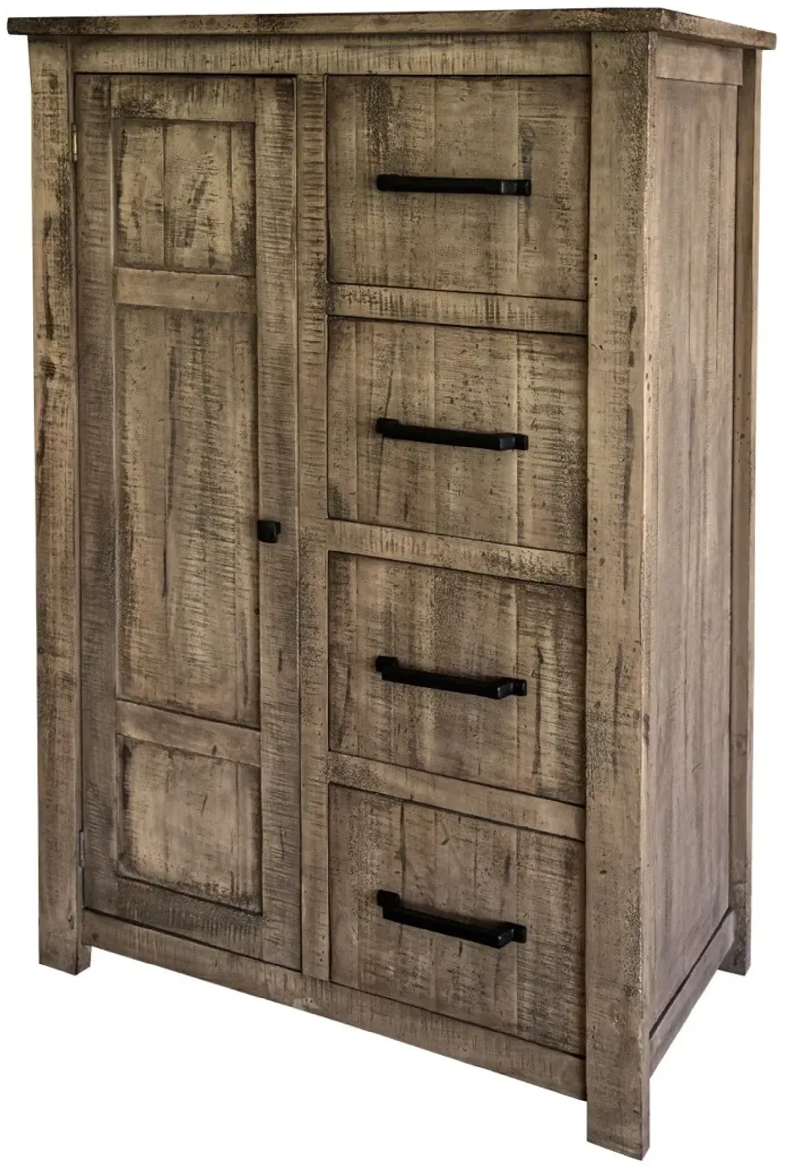 Solid Wood, Four Drawer Chest - Brown