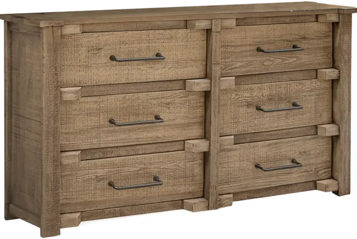 Wood 6 Drawer Double Dresser - Natural